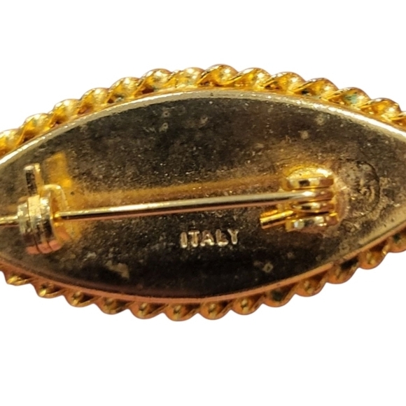 Vintage Micro Mosaic Oval Floral Brooch Pin Made In Italy - Picture 2 of 3